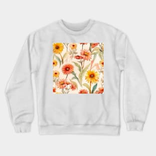 Watercolor Wildflower Blanket Flower Pattern Crewneck Sweatshirt